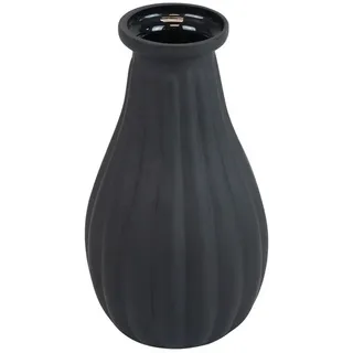 Viana Tischvase Vase Schwarz Glas Deko Rillen Mini Glasvase Ø8cm H14cm schwarz