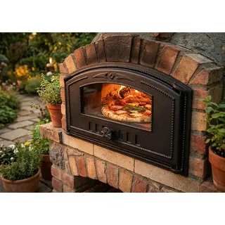 Innbee Kamintür 490x280mm Gusseisen Backofentür Ofentür Kaminofen schwarz