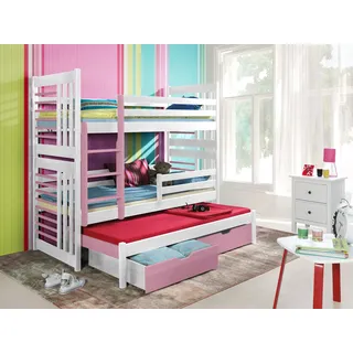 Kinderbett Etagenbett Stockbett für drei Personen Rollo Hochbett Holz Kiefer 16