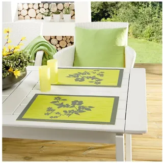 Peyer Syntex Gartentischdecke Tischset Borkum-Uni silber 30 x 45 cm 2er Pack, geschnitten grün
