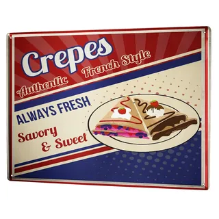 LEotiE SINCE 2004 Blechschild Wandschild 30x40 cm Vintage Retro Metallschild Essen Restaurant Crepes