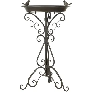 Moritz Vogeltränke braun stehend 74 cm – Vogelbad Zwei Vögel Wasserschale | Kupferbraun, flache Trinkschale, verschnörkelter Standfuß, wetterfest, für Balkon, Terrasse und Teich, 2-in-1 Futterstelle