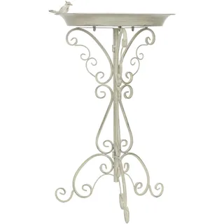 Moritz Vogeltränke weiß 73 cm stehend – Vogelbad Standfuß Metall Wildvögel | Verspielter frostbeständiger Zierständer mit Wasserschale und Vogel, für Terrasse, Balkon und Vorgarten, montagefertig