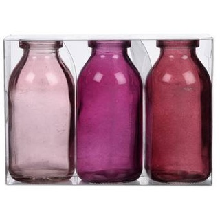 Sandra Rich 3 kleine Deko Flaschen / Vasen Bottle - Abmessung 105/50 mm - Farbe: Pink(3er Set)