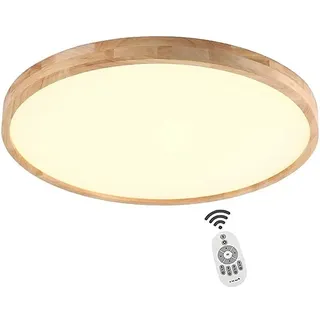 SJUN Deckenleuchte Holz Lampe Rund Holzlampe Dimmbar Mit Fernbedienung Eiche Deckenlampe Schlafzimmer Vintage Leuchte Decke Licht Retro Mit Led Rustikal Zimmerlampe Küchenleuchte (Color : 50cm 36w)