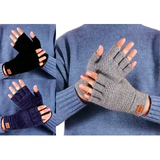 Lycille Strickhandschuhe elegante und weiche Handstulpen für Männer aus Acrylgarn Einheitsgröße (Set) atmungsaktiv, fingerlos, wärmend blau