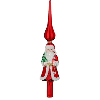 Inges Magic & Goodz Christbaumspitze Weihnachtsmann 31cm Glas Glitzer Glasspitze Große Weihnachtsbaumspitze Christbaumschmuck Weihnachtsbaumschmuck Weihnachtsdeko Rot