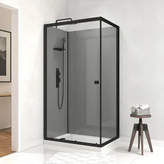 Aurlane Komplettdusche mit Schiebetür 110 x 80 cm 215 cm grau