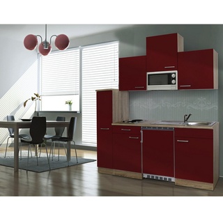 RESPEKTA Singleküche »KB180ESGMI«, mit E-Geräten, Gesamtbreite: 180 cm - rot