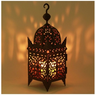Casa Moro Kerzenlaterne Marokkanische Laterne aus Eisen Firyal H 50 cm Eisen Rost Finish (Ramadan Windlicht Tischlaterne, Orientalisches Gartenwindlicht), Für Innen und Außen, L1655 braun