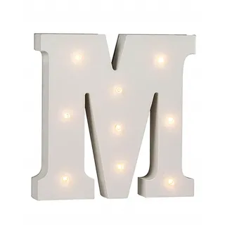 Out of the Blue 57/6086 - Holz Buchstabe "M" beleuchtet mit 9 LED Lichtern, batteriebetrieben, ca. 16 cm