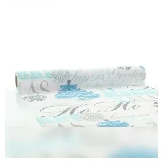 Sovie HOME Tischläufer Xmas-Greetings in Türkis aus Linclass® Airlaid 40 cm x 4,80 m, 1 Stück - Tischtuch Weihnachten