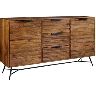 FineBuy Sideboard 160 x 88 x 40 cm Braun / Schwarz