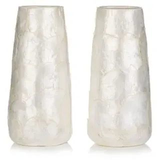 LUMIDA Casa 2 Deko-Vasen Muschel-Applikation inkl. LED-Beleuchtung Höhe 22cm, Ø 10cm