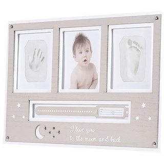 Cangaroo Baby Hand- und Fußabdruckset, Fotorahmen aus Holz, für 2 Abdrücke beige