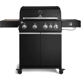 BURNHARD® Gasgrill 4-Brenner, 21,2 kW Gesamtleistung, Infrarot-Keramikbrenner, Seitenkochfeld, Edelstahl, Gussrost, große Grillfläche, Piezo-Zündung – Big FRED Deluxe