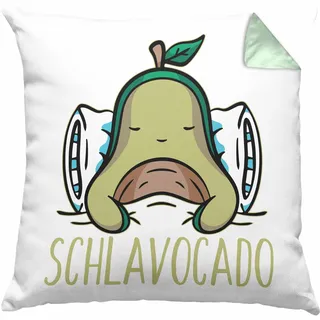 Trendation Avocado Schlaf Kissen mit Füllung 40x40 Pyjama Geschenk Lustig Witzige Geschenkideen (Grün)