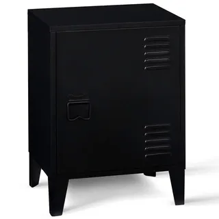 IDMarket - Nachttisch Ester 1 Tür Metall schwarz Industriedesign