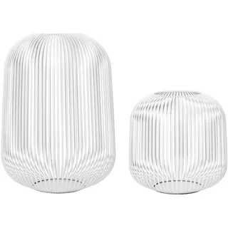 blomus Laterne Lito 2er Set | Weiß | Größe M und L | 28L x 28B x 27H cm | 33L x 33B x 45H cm | Kerzenhalter Weiß | Windlicht aus Edelstahl | Laterne Deko | Indoor Windlicht