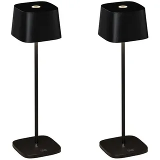 KONSTSMIDE LED Außen-Tischleuchte, USB-Ladefunktion, LED fest integriert, warmweiß, 2erSet USB aufladbar kleine Outdoor Akku kabel-los & ohne Strom H 25cm schwarz
