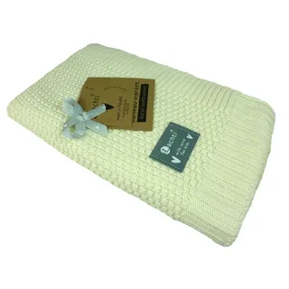 Babydecke gestrickte Decke KC-008, 80x100 cm, Taschen4life, Kuscheldecke für drinnen & draußen, Baby Strickdecke - weich & zart beige