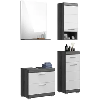 furnling Badmöbel-Set Scott, (4-St., aus Waschbeckenunterschrank, Spiegel, Hängeschrank, Standschrank), Badmöbel, Badezimmermöbel, Komplett-Set, modern silberfarben