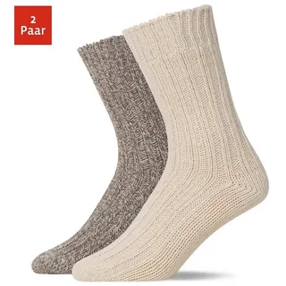 SNOCKS Norweger Wollsocken 2 Paar Braun 39-42