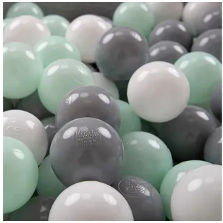 KiddyMoon 100/6Cm Kinder Bälle Für Bällebad Spielbälle Baby Plastikbälle Made In EU, Weiß/Grau/Mint