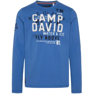 Camp David Herren Langarmshirt mit Label-Applikationen Strong Blue XXXL