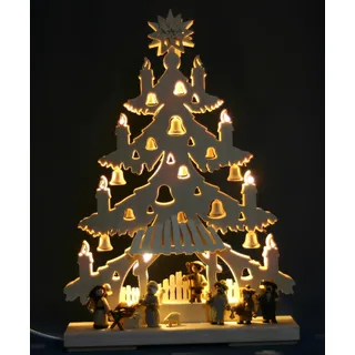 LED 3D-Schwibbogen Tanne Krippenspiel Krippe Tannebaum Christi Geburt Erzgebirge