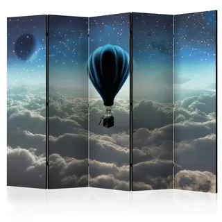 decomonkey Paravent Raumteiler Innen Kinderzimmer 225x172 cm 5 Teilig Beidseitig Room Divider Wall Raumteiler Stehend Trennwand Sichtschutz Spanische Wand Sichtschutzwand Wohnzimmer Holz Ballon