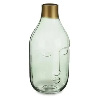 Giftdecor Blumenvase Crystal Face - Luxus-Dekoglas - grun transparent - 11 x 24 cm - goldener Deckel - Grün