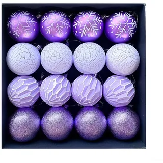 16 Stück Weihnachtskugeln, Weihnachtskugel-Ornamente, bruchsichere Weihnachtskugel-Dekorationsset, hängende Kugel-Anhänger, für Weihnachtsbaumschmuck (lila)