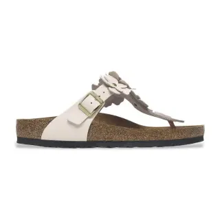 Birkenstock für Damen. 1029304 Ledersandalen Gizeh Flower Embellishment (Schmale Passform) hellrosa (39), Wohnung, Schnalle, Lässig