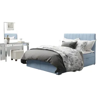 aea Boxspringbett 180 x 200 cm Blau