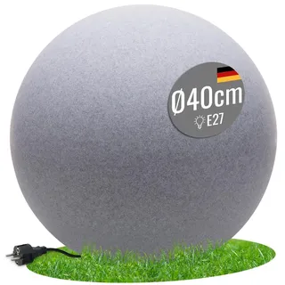 8 seasons LED Kugelleuchte 40 cm Shining Globe (Stone) Kugellampe für außen | wetterfest IP65, LED austauschbar, E27-Fassung, warmweißes Licht, mit Strom, Leuchtkugel für Garten, Terrasse, Balkon