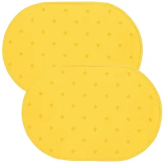 Erwin Müller Platzset Tischset "Neuss" 2er-Pack, abwaschbar Uni gelb oval | 35 cm x 50 cm