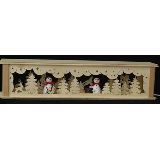 Schwibbogen-Fensterbank Schwibbogenerhöhung mit Schneemänner und Beleuchtung BxHxT 52x10x10cm