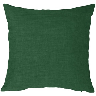 Kissenbezug 40x40 cm grün dunkel mit Reißverschluss Struktur Leinenoptik Kissen für Sofa Wurfkissen