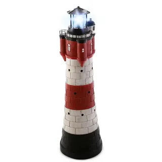 Raburg LED Solarleuchte Garten Leuchtturm Roter Sand mit Dämmerungssensor, rotierender Spiegel, LED, kaltweiß, wechselbare Leuchteinheit, austauschbarer Akku, 2 Solar-Panels rot|schwarz Ø 31 cm x 108 cm