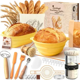 Brotform Set, Silikon, oval und rund, für Sauerteig, 650 ml Flasche