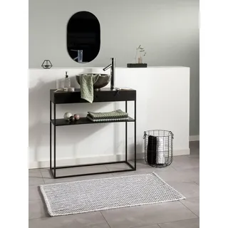 benuta Badematte Bono, Höhe 5 mm, Baumwolle, rechteckig, 100% Baumwolle, handgewebt, Kindermotive, Natural Living, Badezimmer schwarz|weiß