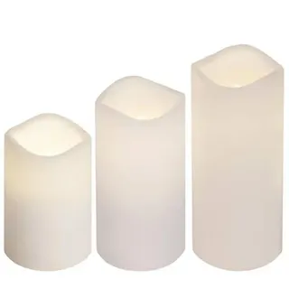 LED Kerzenset Paul Kunststoff flackernde LED Timer, für Außen 3er Set weiß