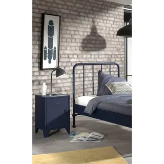 Vipack Nachtkonsole Bronxx, mit 1 Tür mit Magnetverschluss, dahinter 2 geräumige Fächer (B/H/T ca. 40x60x40cm, moderner Industrial-Style, verschiedene Farben) blau