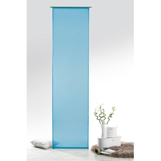 Fashion&Joy - Schiebegardine Voile Aqua HxB 245x60 cm mit Zubehör - transparent einfarbig - Flächenvorhang blau Schiebevorhang Gardine Typ418