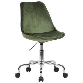 FINEBUY Drehstuhl SuVa18964_1 (Schreibtischstuhl Grün Samt ohne Armlehnen), Schalenstuhl mit Rollen 110 kg, Arbeitsstuhl grün