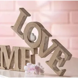 GILDE Deko Schild 'Love mit Herz' Beige Holz ca. 23 x 9 x 2 cm Dekorative Schilder Sofort verfügbar