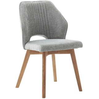 Livetastic Stuhl Boucle, Hellgrau, Holz, Textil, Esche, massiv, 48x92x60 cm, Esszimmer, Stühle, Esszimmerstühle, Vierfußstühle