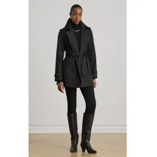 Lauren Ralph Lauren für Damen. 297967126001 Schwarzer Crossover-Trenchcoat aus Baumwollmischung (XL), Lässig, Baumwolle, Klassisch
