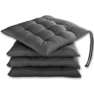 Gräfenstayn Stuhlkissen Sitzkissen 40x40cm Haltebänder Indoor Outdoor, robustes Sitzkissen für Indoor & Outdoor, mit Haltebändern grau